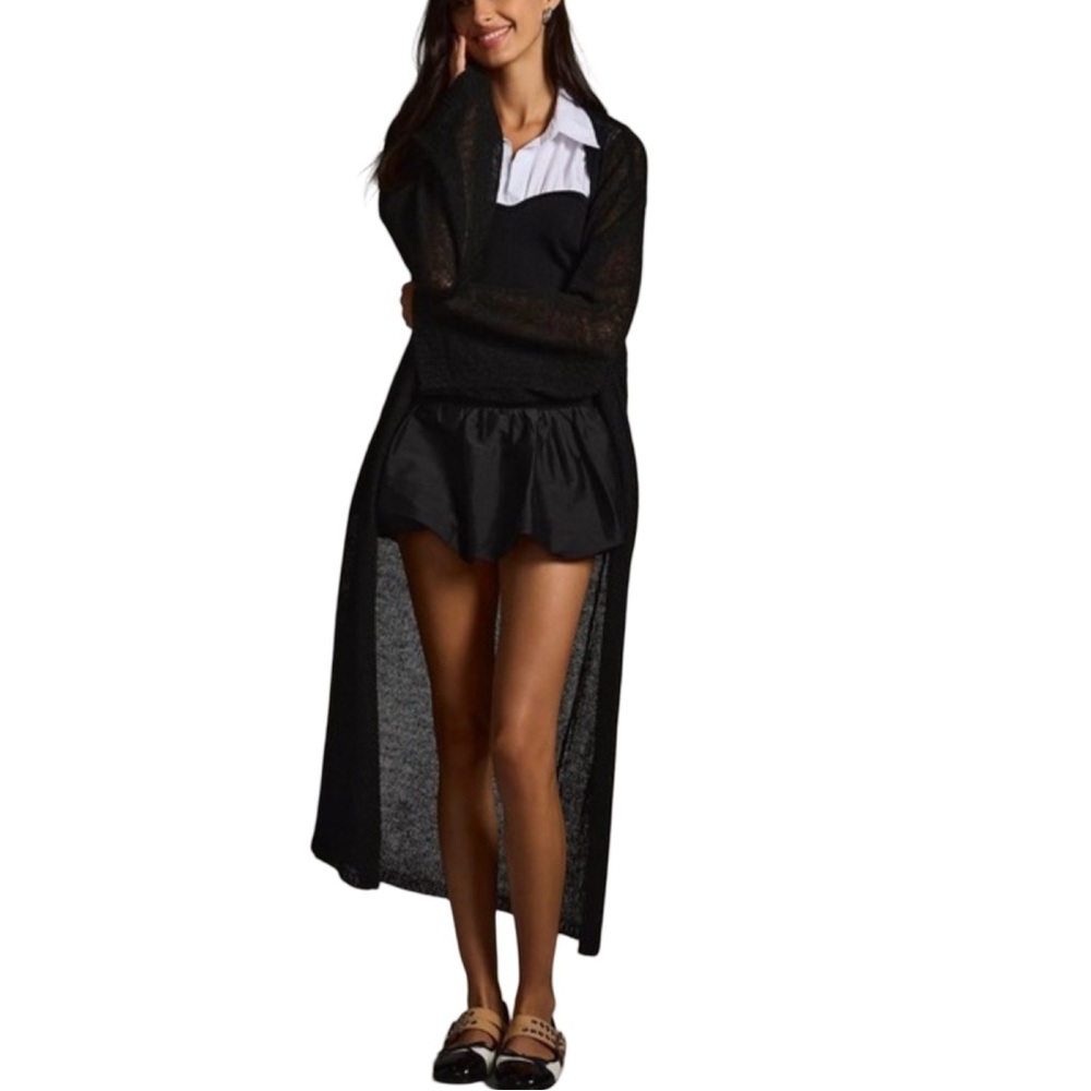 NWOT! Anthropologie Lightweight Knitted Long-Sleeve Duster Cardigan Black - OS